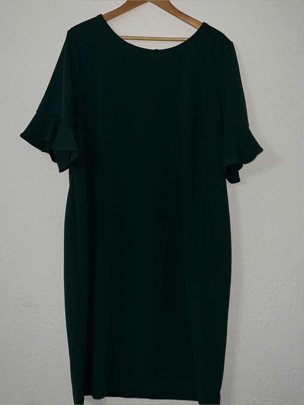 Calvin Klein Dark Green Flutter Sleeve Sheath Dress Size 20W.